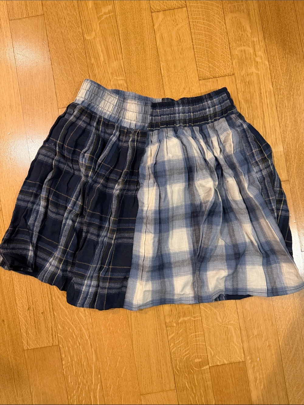 Women's Navy & Light Blue Plaid Mini Skirt